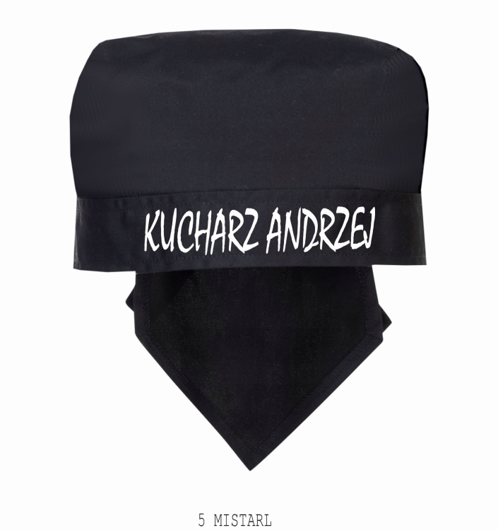 Czarna personalizowana bandana kucharska