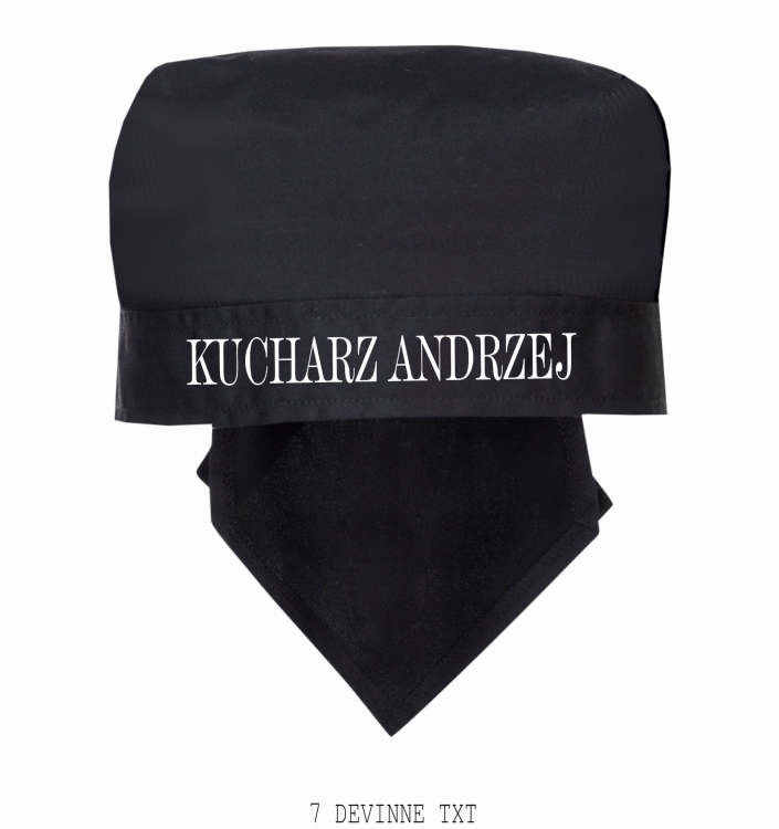 Czarna bandana kucharska dla szefa kuchni