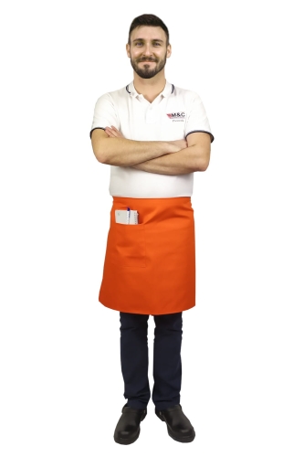 Pomarańczowa zapaska kelnerska długości 50cm