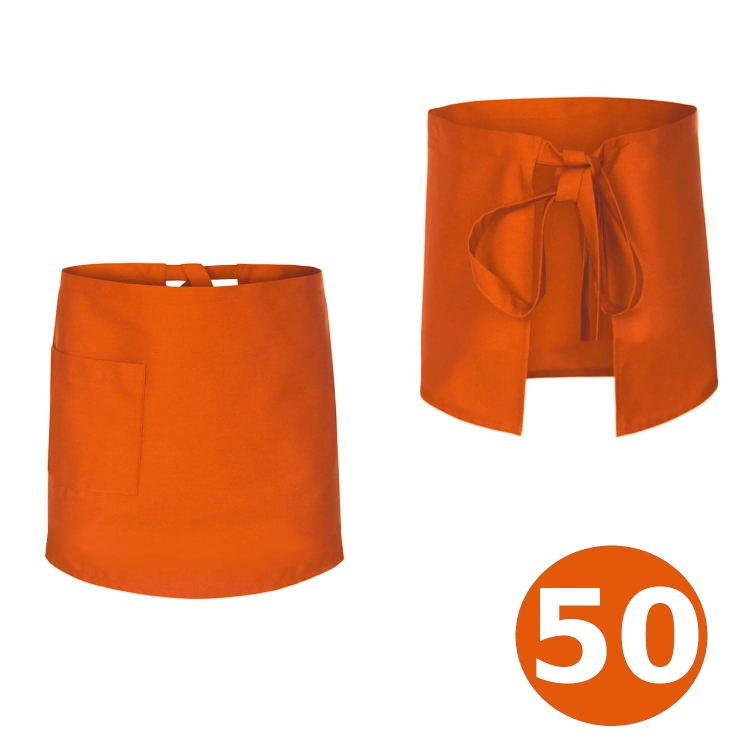 Długa na 50cm zapaska barmańska w kolorze pomarańczowym