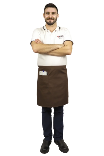 Brązowa zapaska kelnerska o długości 50cm