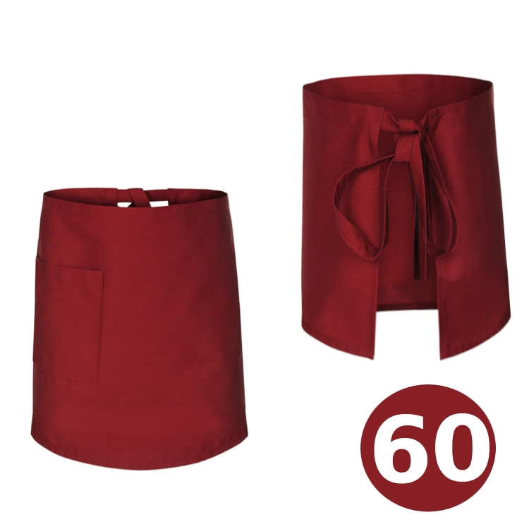 Długa 60cm zapaska kucharska kelnerska bordowa