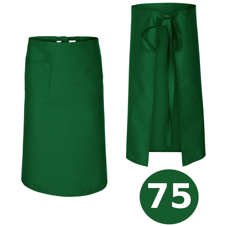 Długa zapaska kucharska barmańska zielona 75 cm