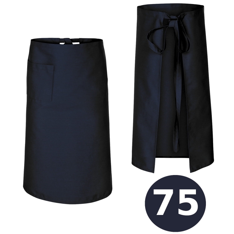 Długa zapaska barmańska w kolorze granatowym 75 cm
