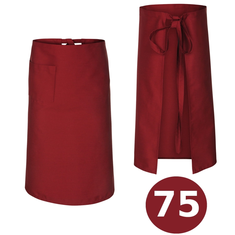 Długa zapaska kucharska kelnerska bordowa 75 cm