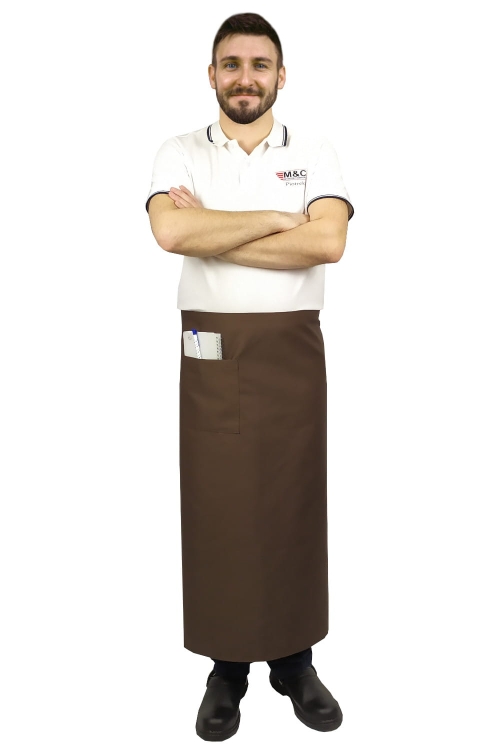 Brązowa zapaska kelnerska długości 90 cm