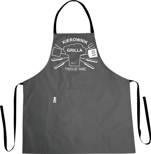 Kierownik grilla na fartuszku kuchennym