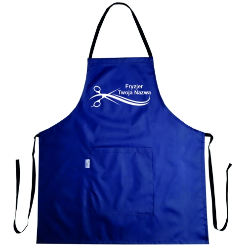 Fartuch fryzjerski z grafiką 'Złote nożyczki' wodoodporny