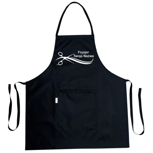 Wodoodporny fartuch fryzjerski z grafiką 'Złote nożyczki'