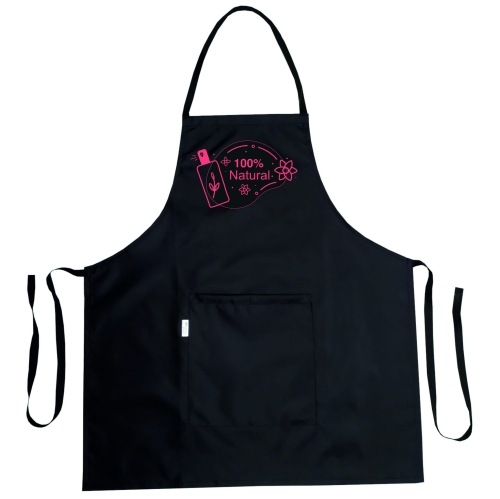 Wodoodporny fartuch kosmetyczny z grafiką 100% naturalnych kosmetyków