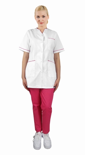 Komplet medyczny damski PHARMACY COMFORT z różową lamówką