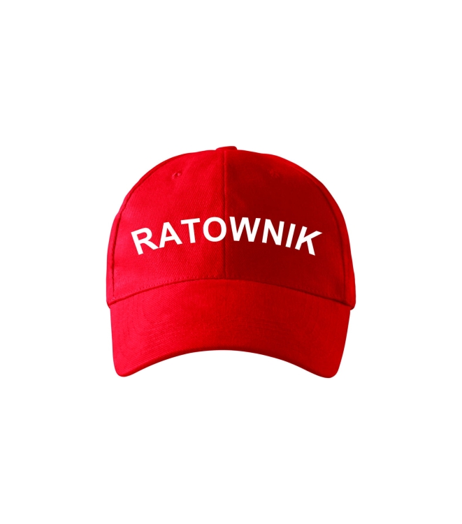 Czerwona czapka dla ratowników w solidnym wykonaniu