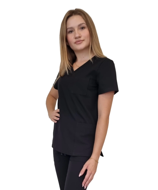 Bluza medyczna damska Casual Premium w kolorze czarnym