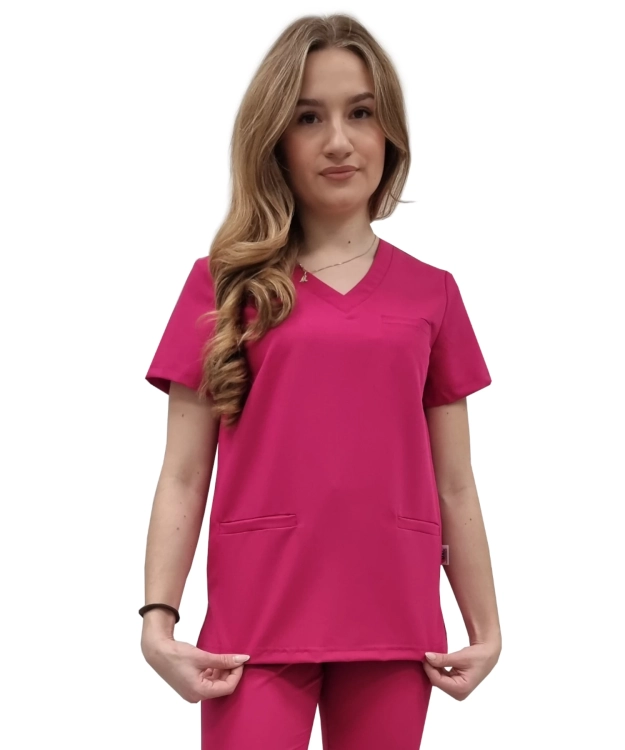 Damska bluza medyczna amarant BASIC PREMIUM