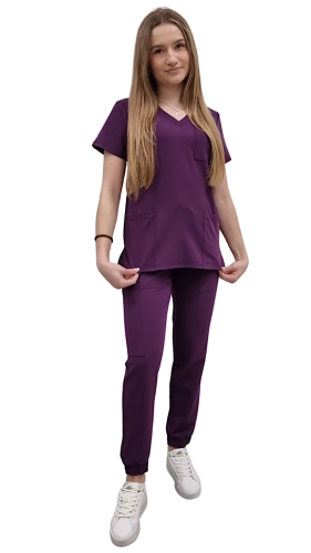 Komplet medyczny damski fioletowy – scrubs CASUAL PREMIUM