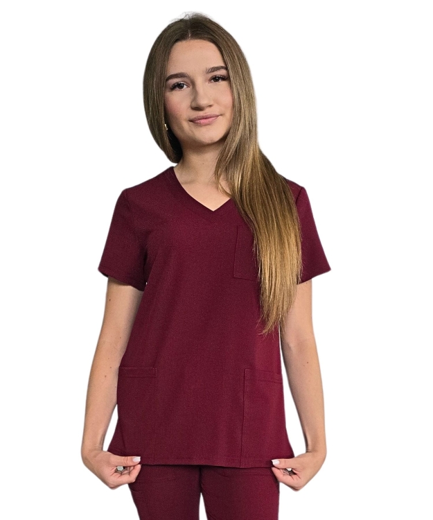 Bordowa bluza medyczna damska Casual Premium