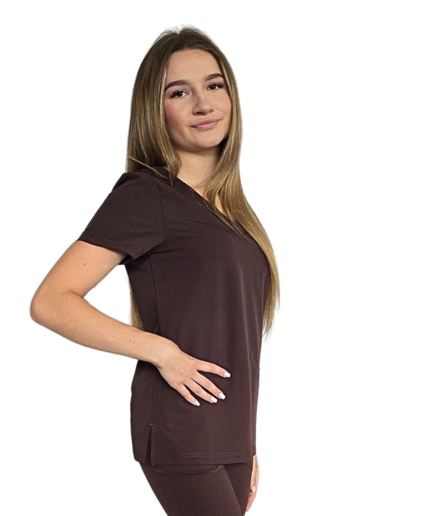 BASIC PREMIUM bluza medyczna damska czekoladowa