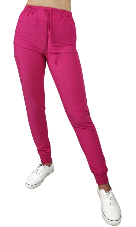 Różowe spodnie medyczne elastyczne Comfort Fit