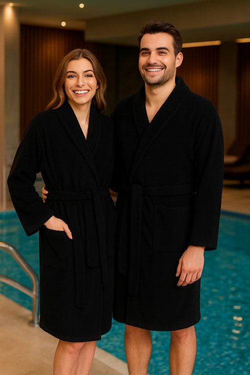 Szlafrok relax hotelowy wykonany z bawełny