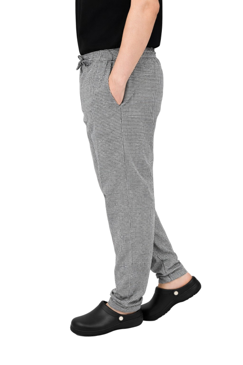 Spodnie kucharskie męskie w pepitkę biało-czarną FIT