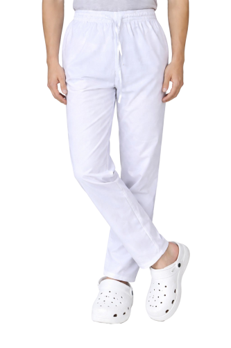 Długie białe spodnie unisex dla piekarzy