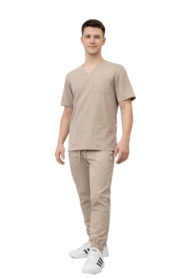 Men's Medical Stretch Set - Beige Scrubs