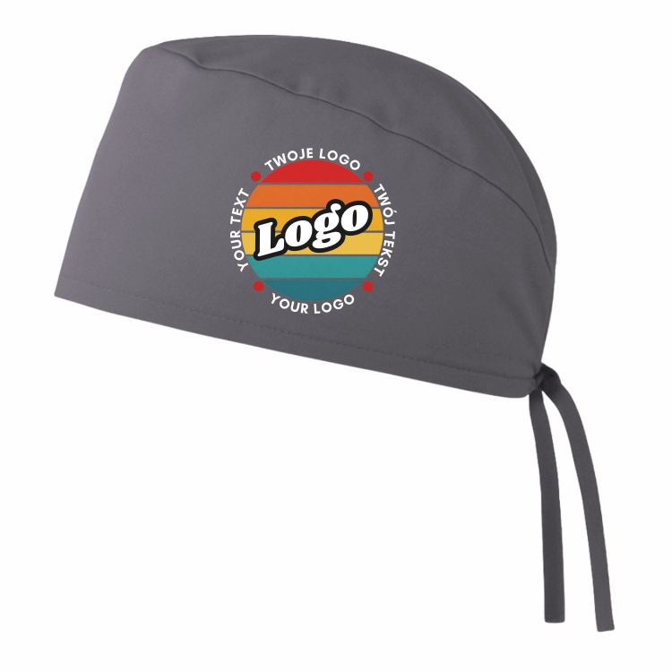 Czepek medyczny chirurgiczny szary z Twoim logo nadrukiem kreator online lewy bok.jpg