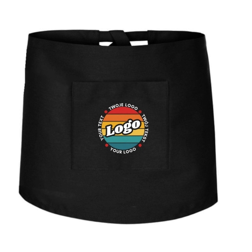 Zapaska kucharska krótka czarna z kieszonką wiązana długość 40cm z twoim nadrukiem logo.jpg