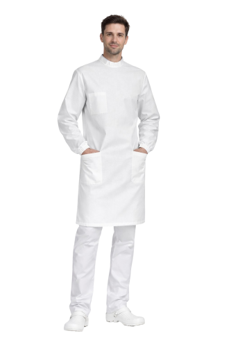 Fartuch anatomiczny biały unisex z kieszeniami