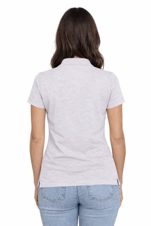 Koszulka polo damska jasna szara krótki rekaw tył.png