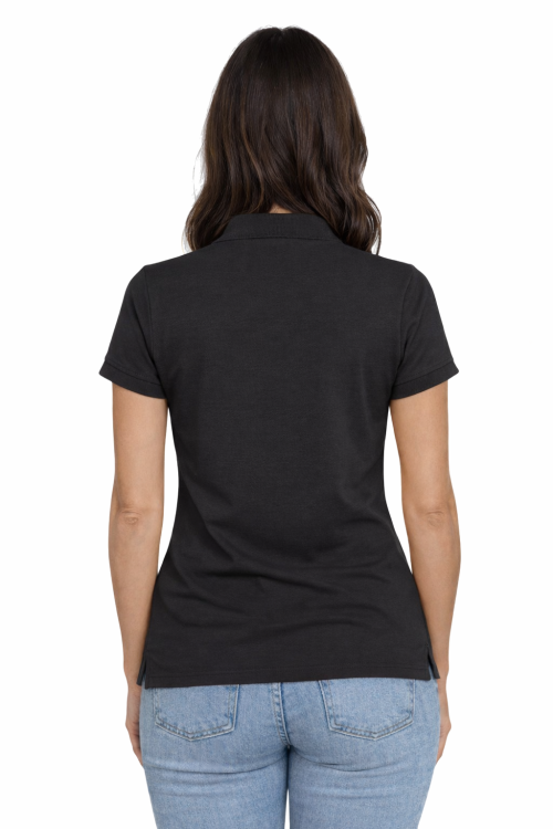 Koszulka polo damska czarna krótki rekaw tył.png