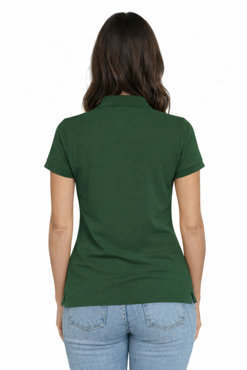 Koszulka polo damska zielona butelka krótki rekaw tył.png