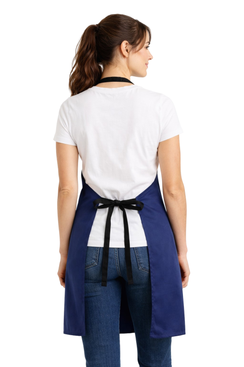 Fartuszek fryzjerski wiązany z tyłu granatowy widok z tyłu.png