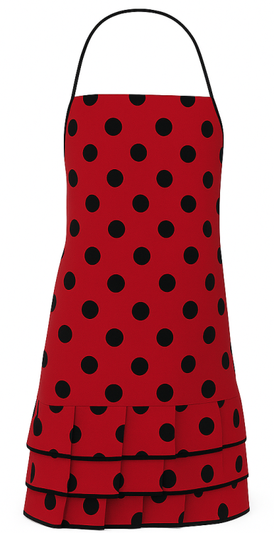 Czerwony fartuch kuchenny dla dorosłych w kropki