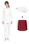 Kompletny uniform kucharski, damski zestaw kucharski,bordowa zapaska