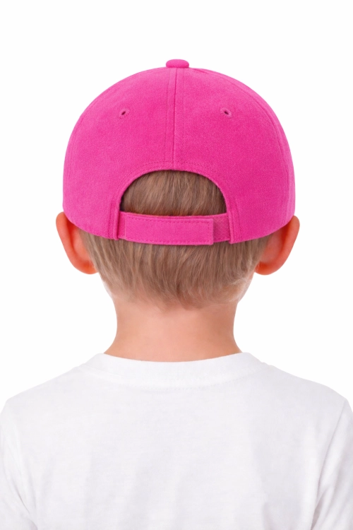 Czapka dziecięca dla chłopca i dziewczynki zapinana na rzep 290g z wywietrznikami fuksja tył.png