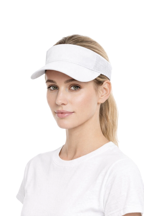 Daszek przeciwsłoneczny z daszkiem zapinany na rzep biały visor.png
