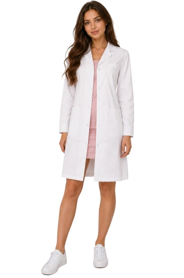 Women's lab coat buttoned up, 100% cotton