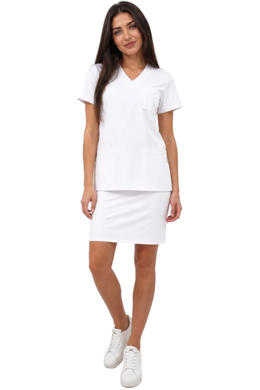Medical set with skirt white casual premium