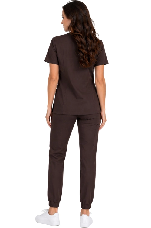 Damski komplet medyczny czekoladowy  – scrubs CASUAL PREMIUM_tył.png