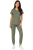 Komplet medyczny damski oliwkowy – scrubs CASUAL PREMIUM-przód.png