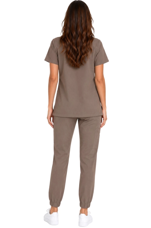 Damski komplet medyczny cappucino– scrubs CASUAL PREMIUM_tył.png