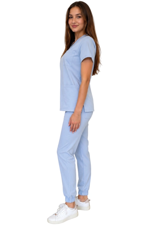Niebieski komplet medyczny damski – scrubs CASUAL PREMIUM-bok.png