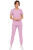 Komplet medyczny damski pudrowy różowy – scrubs CASUAL PREMIUM-przód.png
