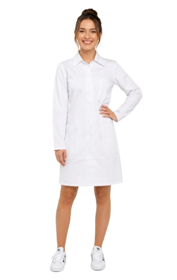 Women's laboratory apron with snaps 100% cotton HACCP